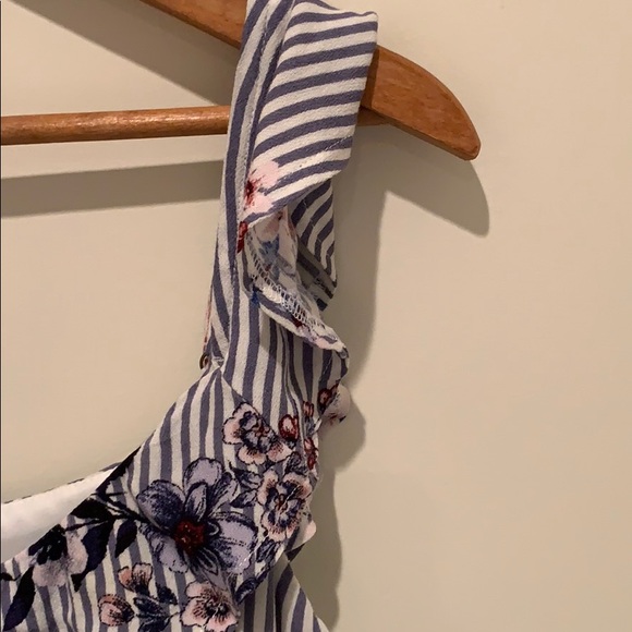 3/$30 Striped floral maxi dress with front slit - Picture 3 of 5